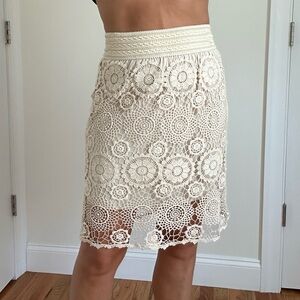 Lace Crochet Bodycon Midi Pencil Skirt